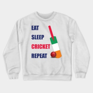 Eat Sleep Cricket Repeat Ireland Flag Cricket Bat Crewneck Sweatshirt